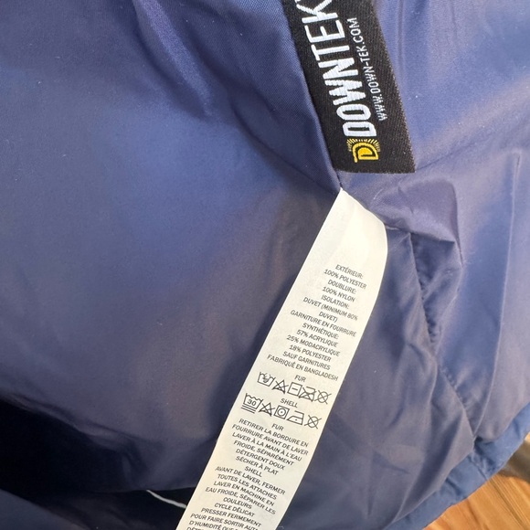 L.L. Bean Navy Jacket with Faux Fur Hood - Picture 4 of 7